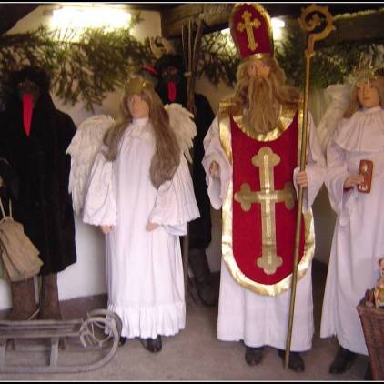 This small church in eastern Europe displays these guys. (Notice Wodan in the back.)
