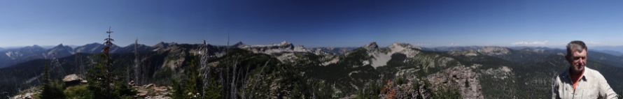 Panorama of the Cabinets from Spar Peak, with Sandy Compton